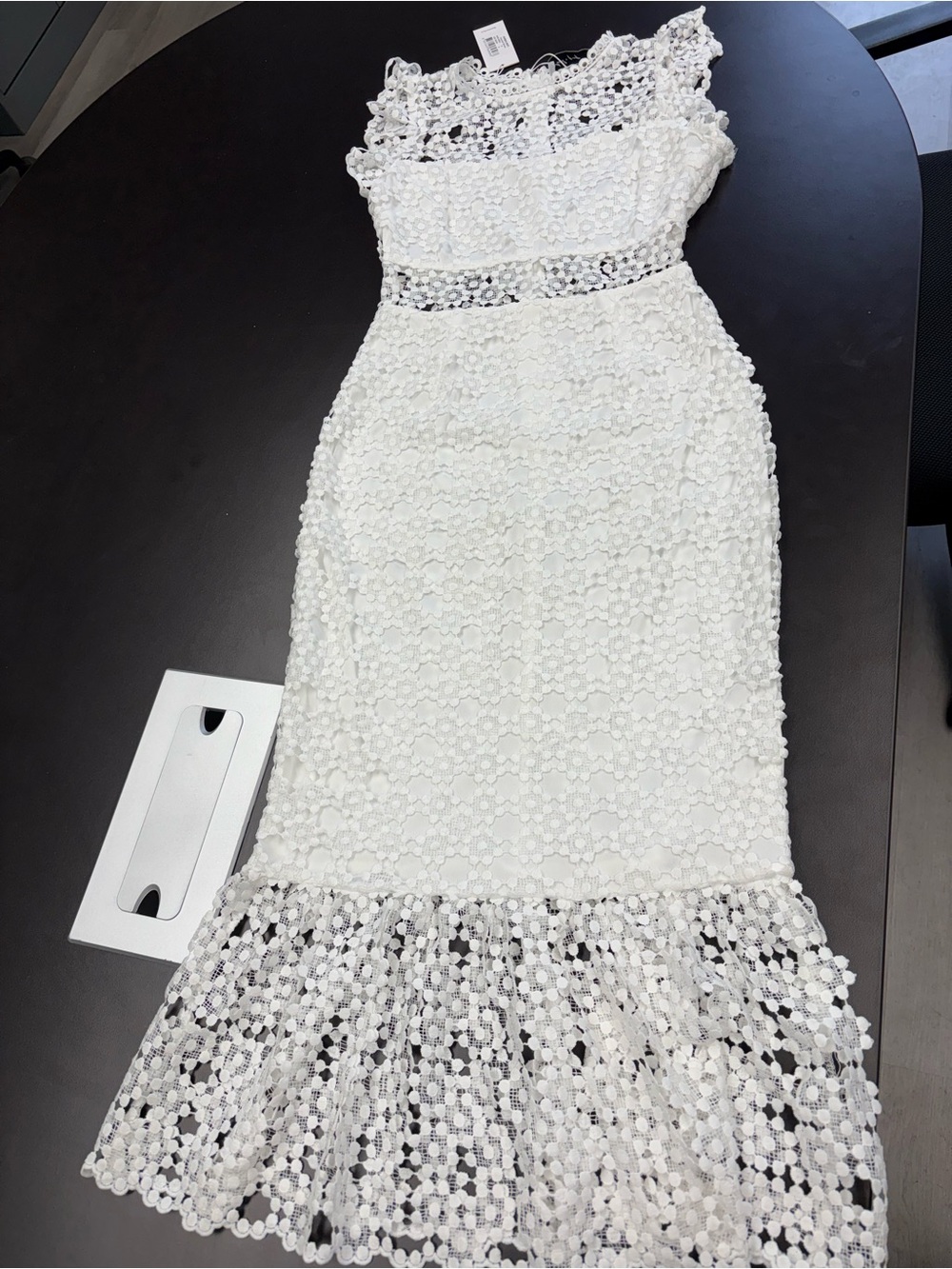 Petal & Pup White Lace Midi Dress with Floral cutouts - Picture 2 of 4
